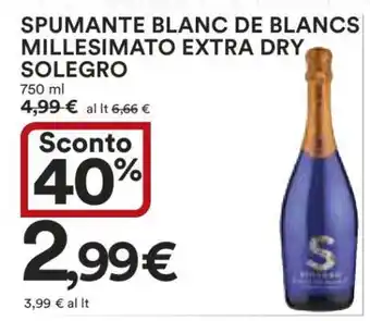 Coop SPUMANTE BLANC DE BLANCS MILLESIMATO EXTRA DRY SOLEGRO offerta