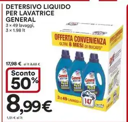 Coop Detersivo Liquido per Lavatrice General offerta