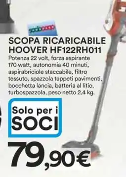 Coop SCOPA RICARICABILE HOOVER HF122RH011 offerta