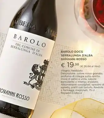 Esselunga Giovanni rosso - barolo 750 g(ml) offerta