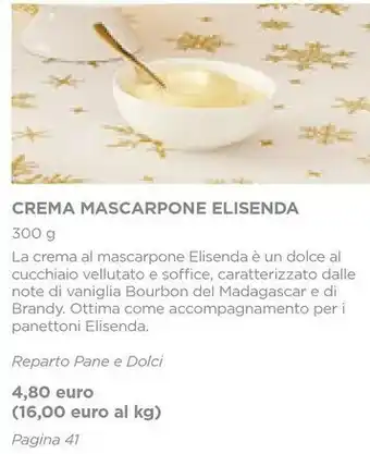 Esselunga Elisenda crema mascarpone 300 g offerta