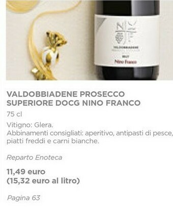 Esselunga Valdobbiadene prosecco superiore docg nino franco offerta
