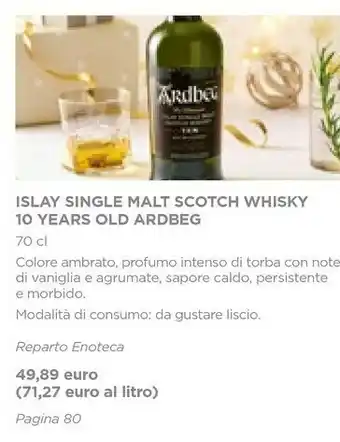 Esselunga Ardbeg islay single malt scotch whisky 10 years old 700 ml offerta