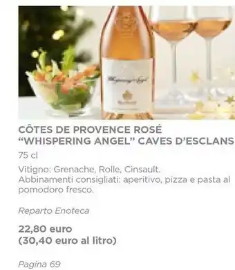 Esselunga Còtes de provence rosé whispering angel caves d'esclans offerta