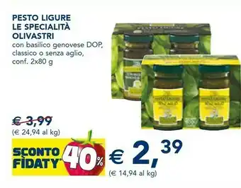 Esselunga Pesto ligure con basilico genovese dop 80 g(ml) offerta