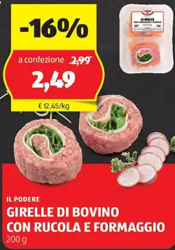 Il podere girelle di bovino con rucola e formaggio