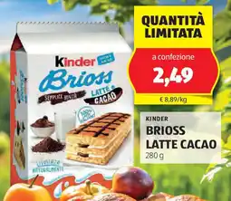 ALDI Kinder brioss latte cacao offerta