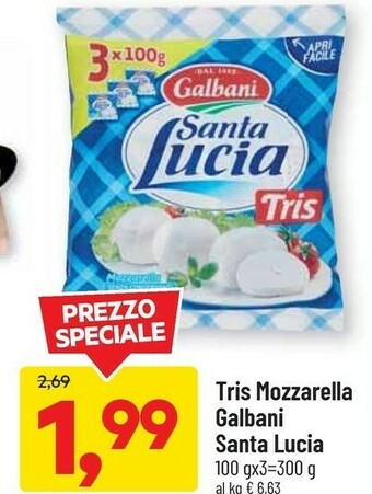 DPiù Mozzarella santa lucia tris 300 g(ml) offerta