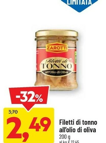 DPiù Filetti di tonno all'olio di oliva 200 g offerta