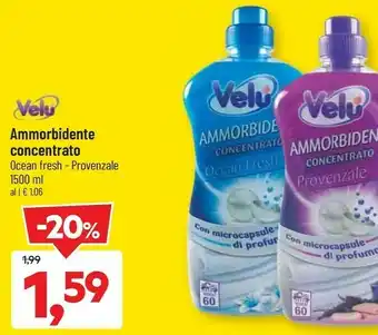 DPiù Velu ammorbidente concentrato 1500 ml offerta