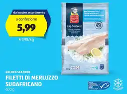 ALDI Golden seafood filetti di merluzzo sudafricano offerta