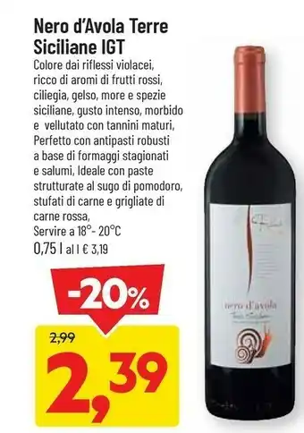 DPiù Nero d'avola terre siciliane igt offerta