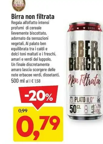 DPiù Ober burger birra non filtrata 500 ml offerta