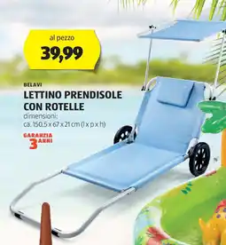 ALDI Belavi lettino prendisole con rotelle offerta