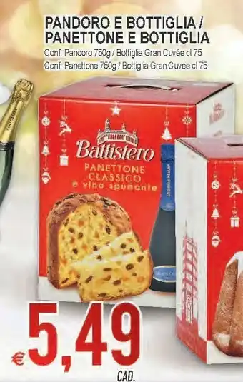 Battistero pandoro e bottiglia
