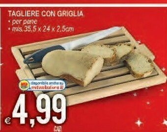 MD Discount Tagliere con griglia - per pane -mis. 35.5x24x2.5 cm offerta