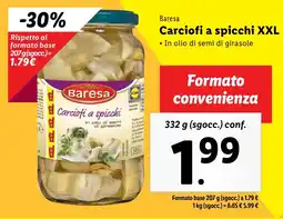 Lidl Baresa Carciofi a spicchi XXL offerta