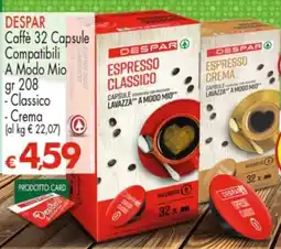 Despar DESPAR Caffè 32 Capsule Compatibili A Modo Mio offerta