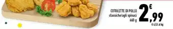 Conad City Conad cotolette di pollo classiche/agli spinaci 660 g offerta