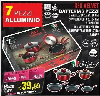 Satur Red velvet batteria 7 pezzi offerta