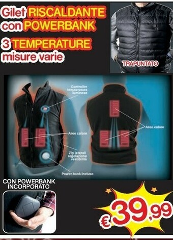 Satur Gilet riscaldante con powerbank 3 temperature offerta