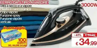 Satur Ferro da stiro a vapore 3000w offerta