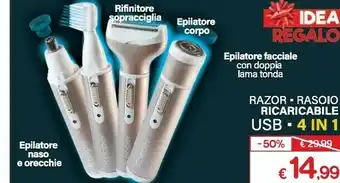 Razor / rasoio ricaricabile usb 4 in 1