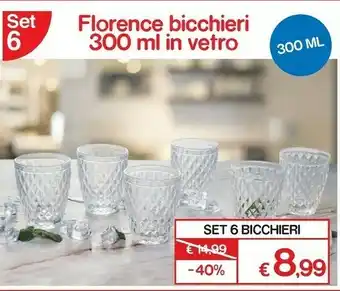 Florence bicchieri 300 ml in vetro
