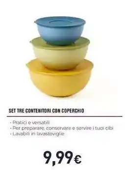Unieuro Set tre contenitori con coperchio offerta