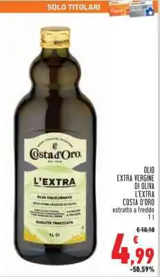 Conad Olio Extra Vergine di Oliva L'Extra Costa d'Oro offerta