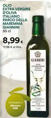 Coop OLIO EXTRA VERGINE D'OLIVA ITALIANO PARCO DELLA MAREMMA GIANNINI offerta