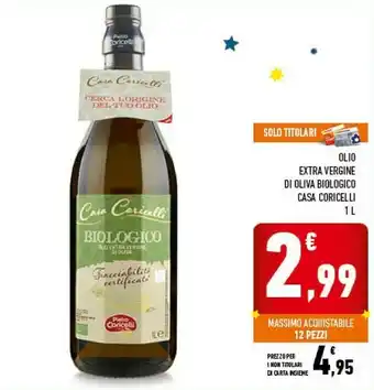 Conad Pietro coricelli - olio extra vergine di oliva bio 1000 g(ml) offerta
