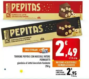 Conad Superstore Pepitas cioccolato fondente con nocciole intere 250 g(ml) offerta