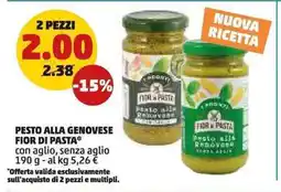 PENNY Pesto alla genovese fior di pasta* con aglio, senza aglio 2 pezzi offerta