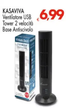 Despar KASAVIVA Ventilatore USB Tower 2 velocità Base Antiscivolo offerta