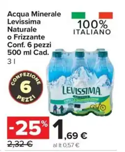 Carrefour Express Acqua Minerale Levissima Naturale o Frizzante offerta