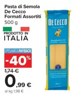 Carrefour Express Pasta di Semola De Cecco Formati Assortiti offerta
