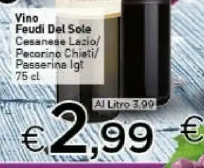 Crai Feudi del sole vino pecorino chieti 750 ml offerta