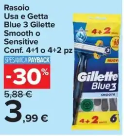 Carrefour Express Rasoio Usa e Getta Blue 3 Gilette Smooth o Sensitive offerta
