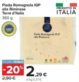 Carrefour Express Piada Romagnola IGP alla Riminese Terre d'Italia offerta