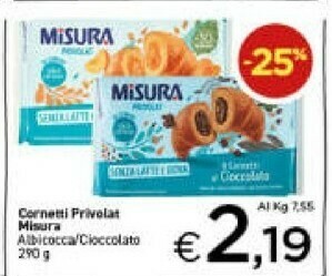 Crai 6 cornetti al cioccolato privolat 290 g(ml) offerta