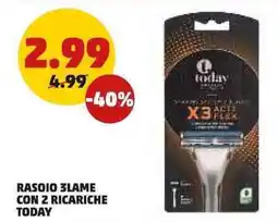 PENNY Rasoio 3lame con 2 ricariche today offerta