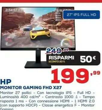 Euronics Monitor gaming fhd x27 offerta