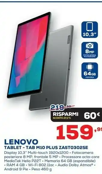 Euronics Tablet - tab m10 plus za5t0302se offerta