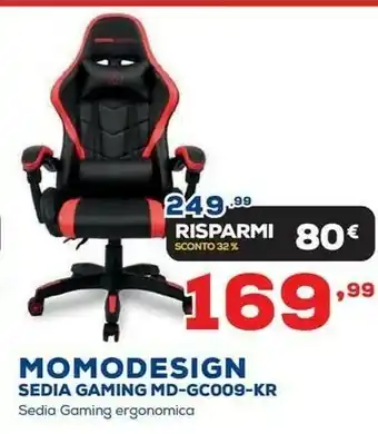Euronics Sedia gaming md-gc009-kr offerta