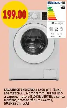 PENNY Lavatrice daya: 1200 giri, motore bldc inverter, a carica frontale, profondità slim (44cm), 59,5x85cm (lxa) offerta