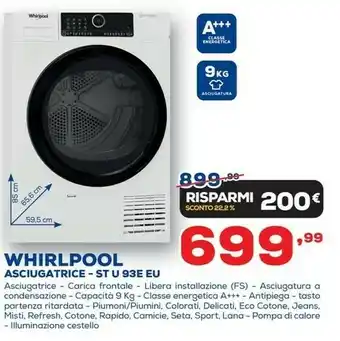 Euronics St u 93e eu libera installazione caricamento frontale bianco 9 kg a+++ offerta