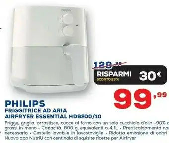 Euronics Friggitrice ad aria airfryer essential hd9200/10 offerta