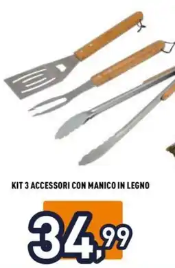 Unieuro Kit 3 accessori con manico in legno offerta