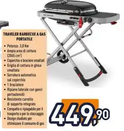 Unieuro weberportautensili Traveler barbecue a gas portatile offerta